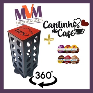 Porta cápsulas QUADRADO GIRATÓRIO encaixe  cabem 40 cápsulas Três Corações/Nespresso/Dolce Gusto em Oferta na Shopee