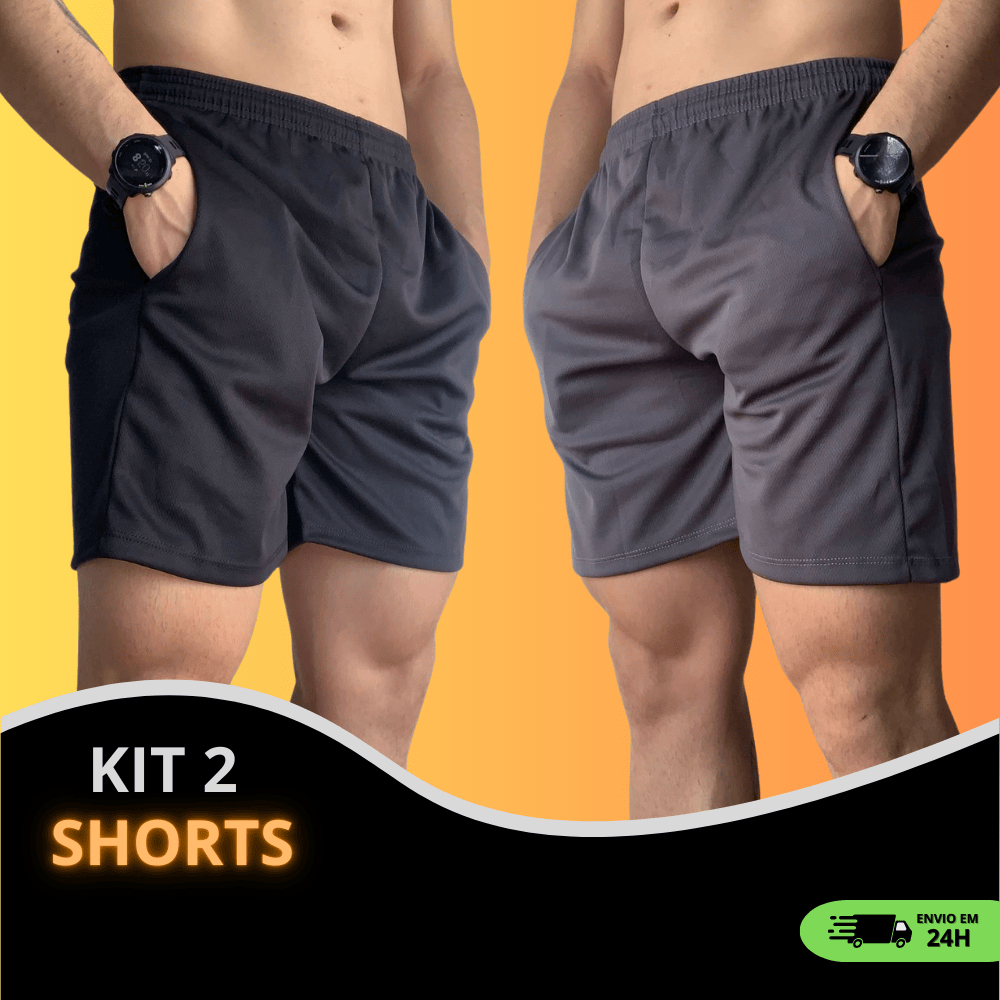 Kit 2 Shorts Dry Fit Masculino Academia Corrida Treino Bermuda Esportiva Elastano Leve Confortável em Oferta na Shopee
