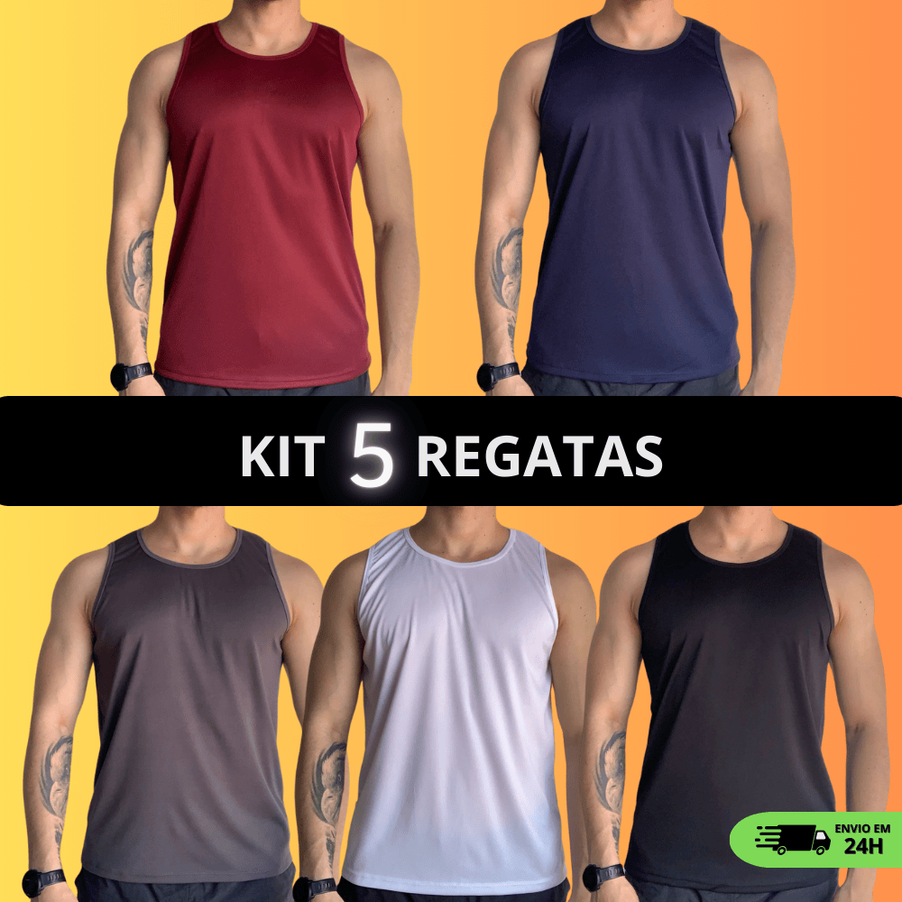 Kit 5 Camisetas Regata Masculina Dry Fit Academia Camisa Sem Manga Malha Fria Blusa Fitness Treino em Oferta na Shopee