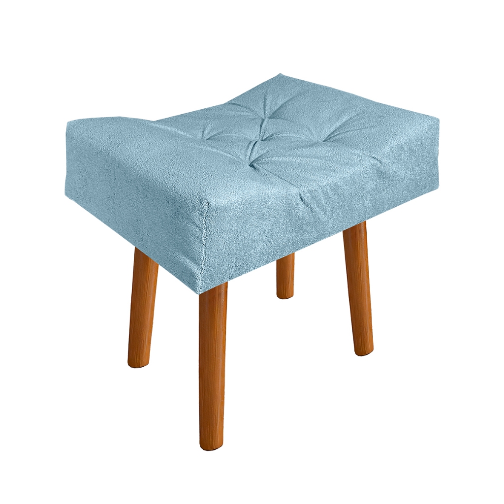Puff Decorativo Suede Veludo com Pés Palito Madeira • Resistente até 150kg • Confortável e Moderno