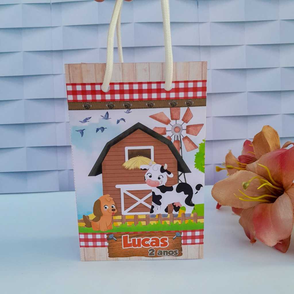 Sacolinha Personalizada Fazendinha Menino/Lembrancinha de Festa Fazendinha Menino