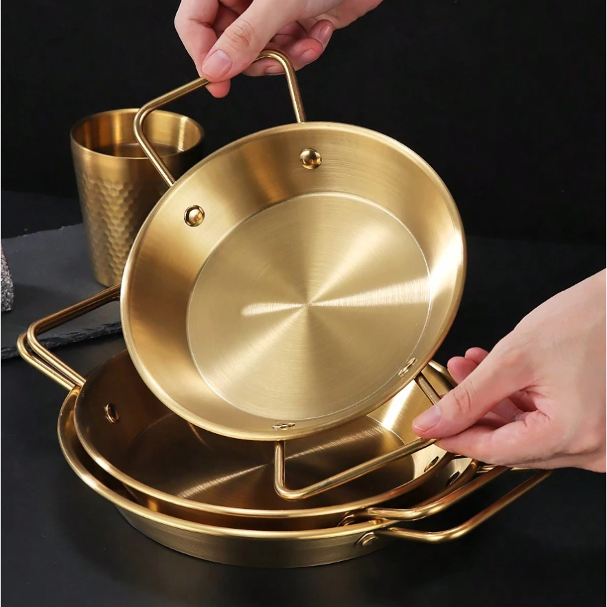Conjunto de Frigideiras Douradas em Aço Inox – 3 Tamanhos (Vendidas Separadamente)