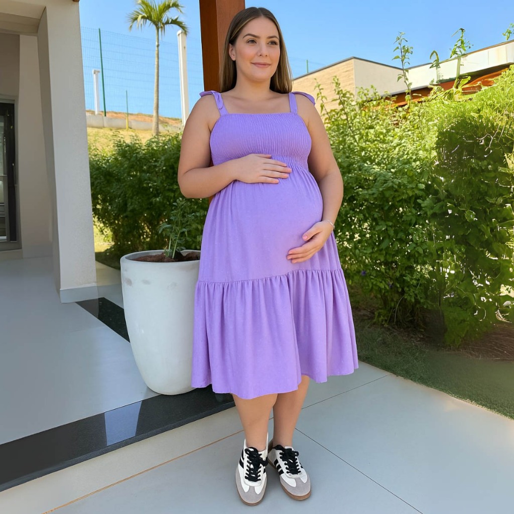 Roupa De Grávida Modelo Midi De Alcinha Estilo Plus Size Cores Da Moda Verão
