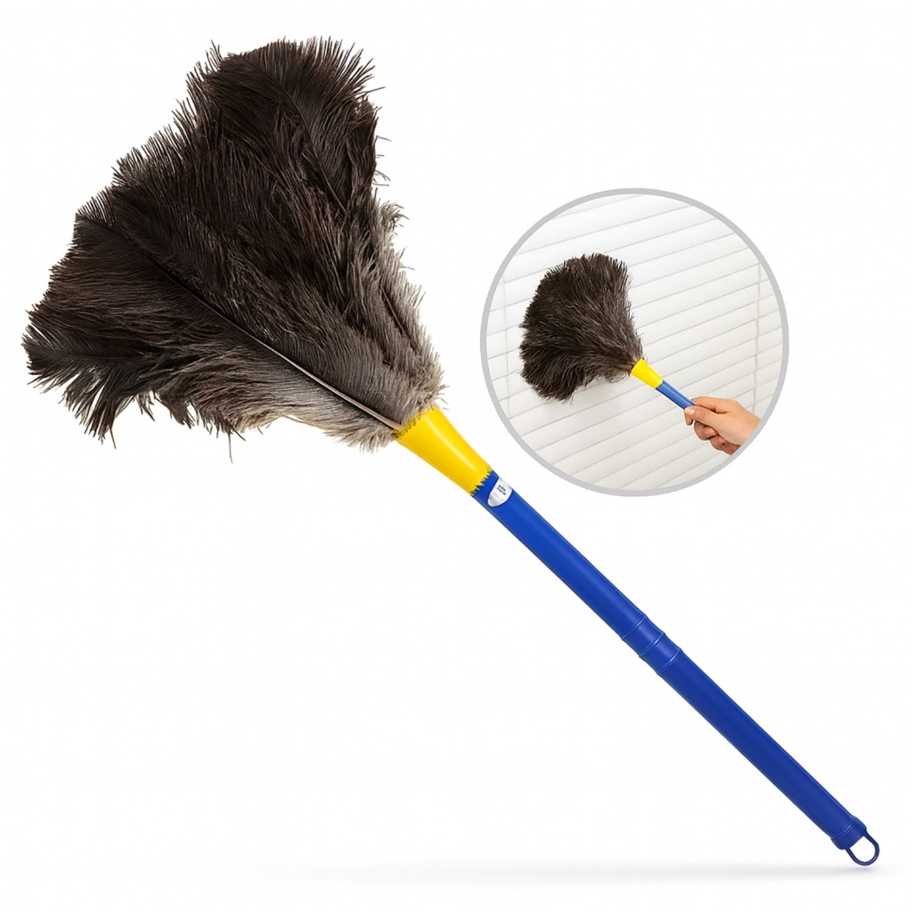Espanador De Pó 50cm Com Pluma De Avestruz Limpa Poeira