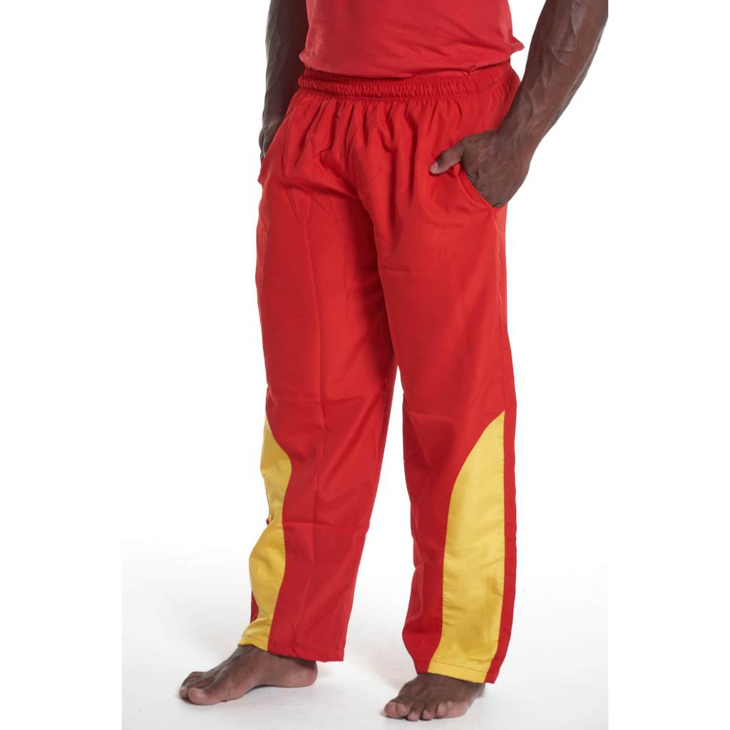 Calça Agasalho Vermelho e Amarelo – Tactel
