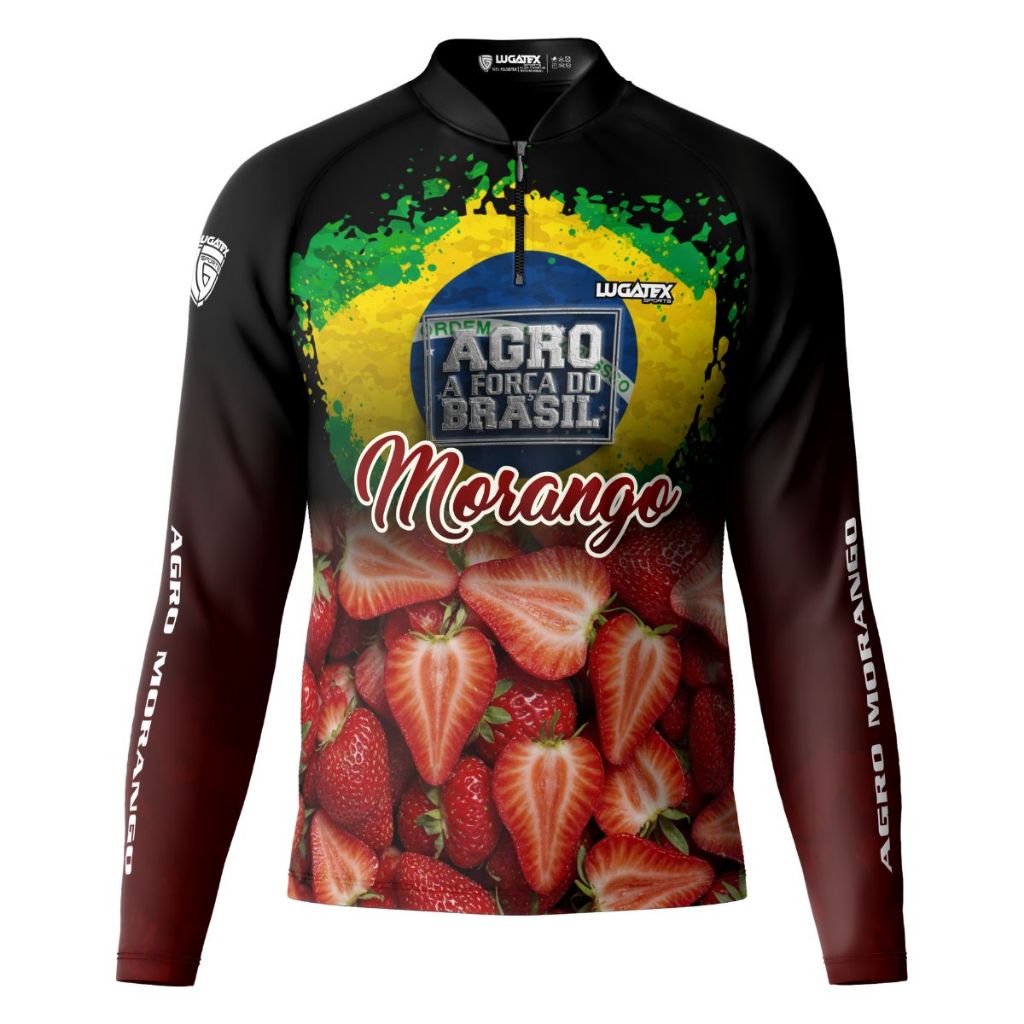 Camisa Agro Força do Brasil Produtor de Morango Proteção UV+50