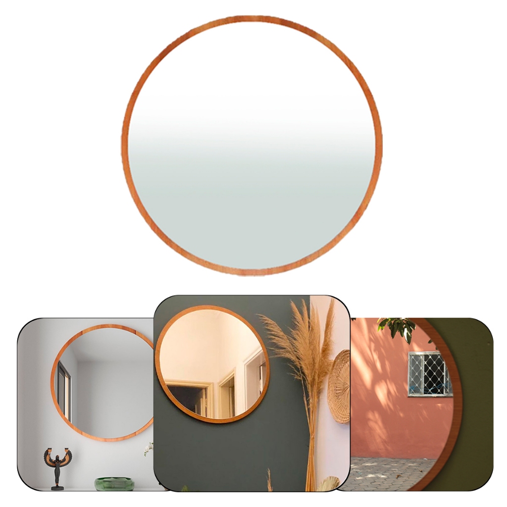 Espelho Redondo Laminado Minimalista 50 cm + Kit de Instalação