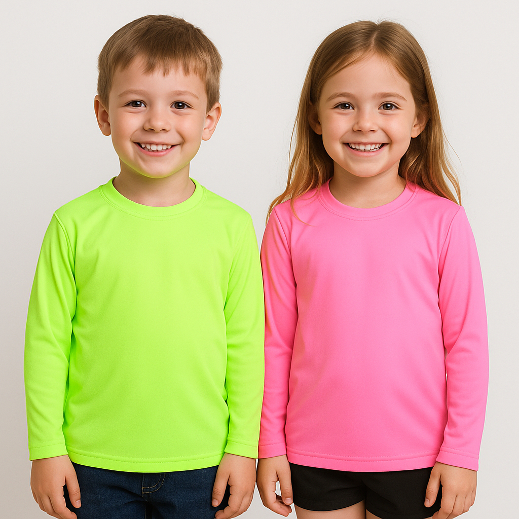 Camisa blusa manga longa proteção UV menino e menina infantil/juvenil 1 a 16 anos