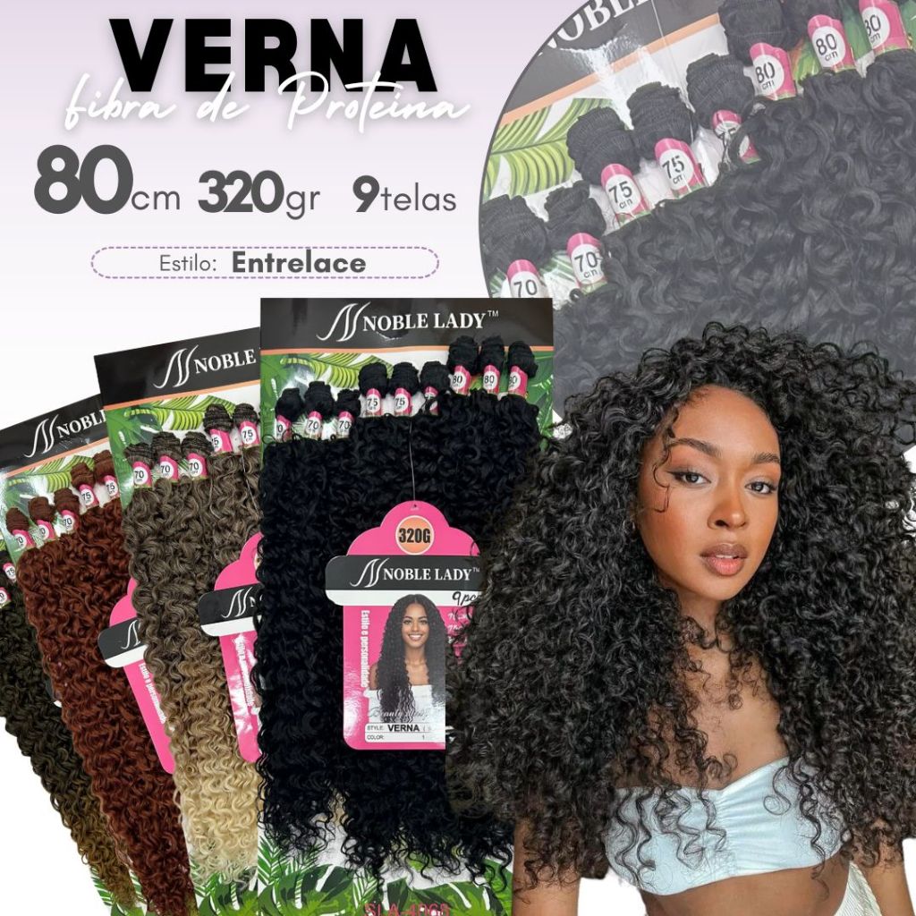 Cabelo Cacheado Verna Fibra de Proteína 80cm 320gr - Noble Lady em Oferta na Shopee
