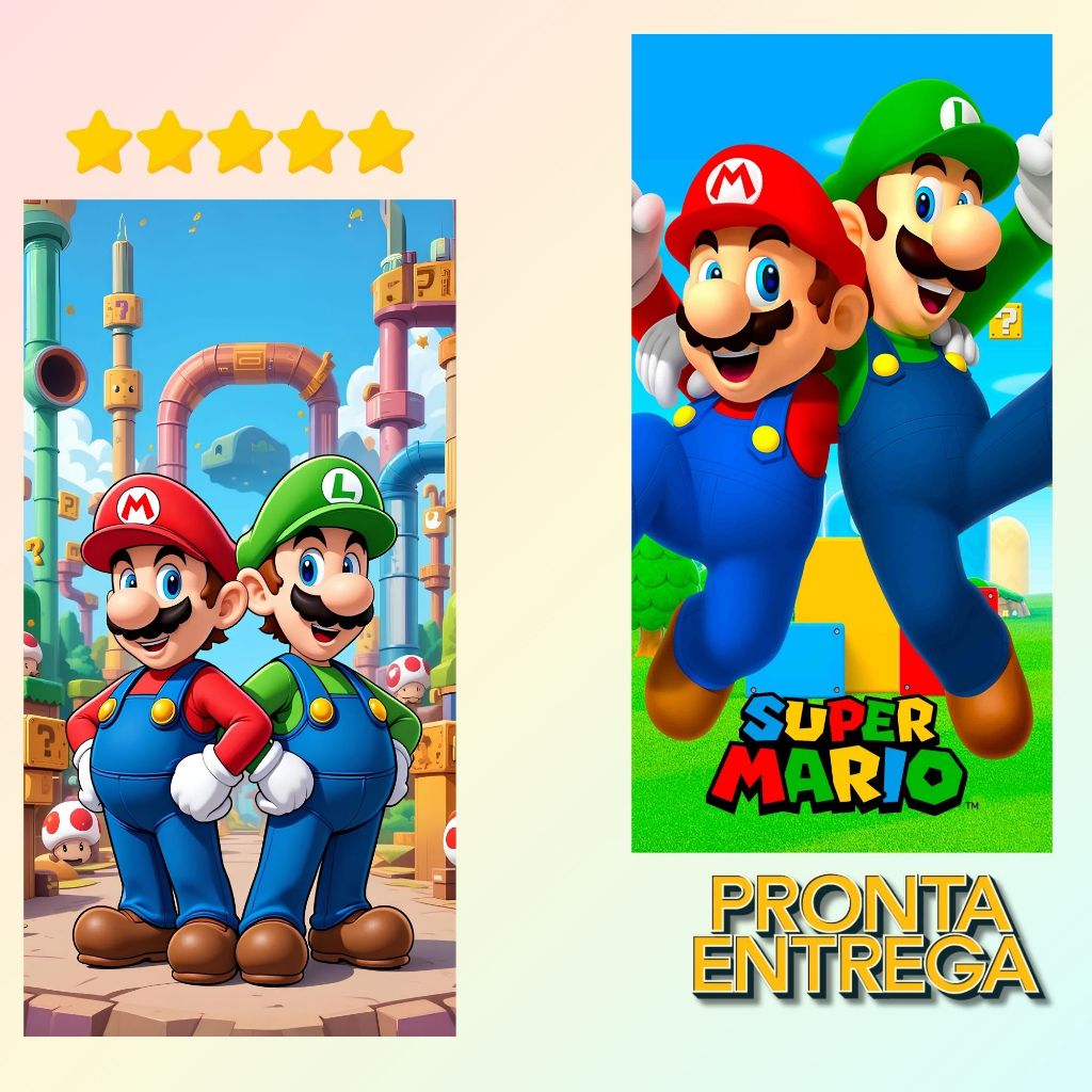 Toalha SUPER MARIO  Estampada – Grande, Colorida e Resistente, Ideal Verão Praia e Piscina. em Oferta na Shopee