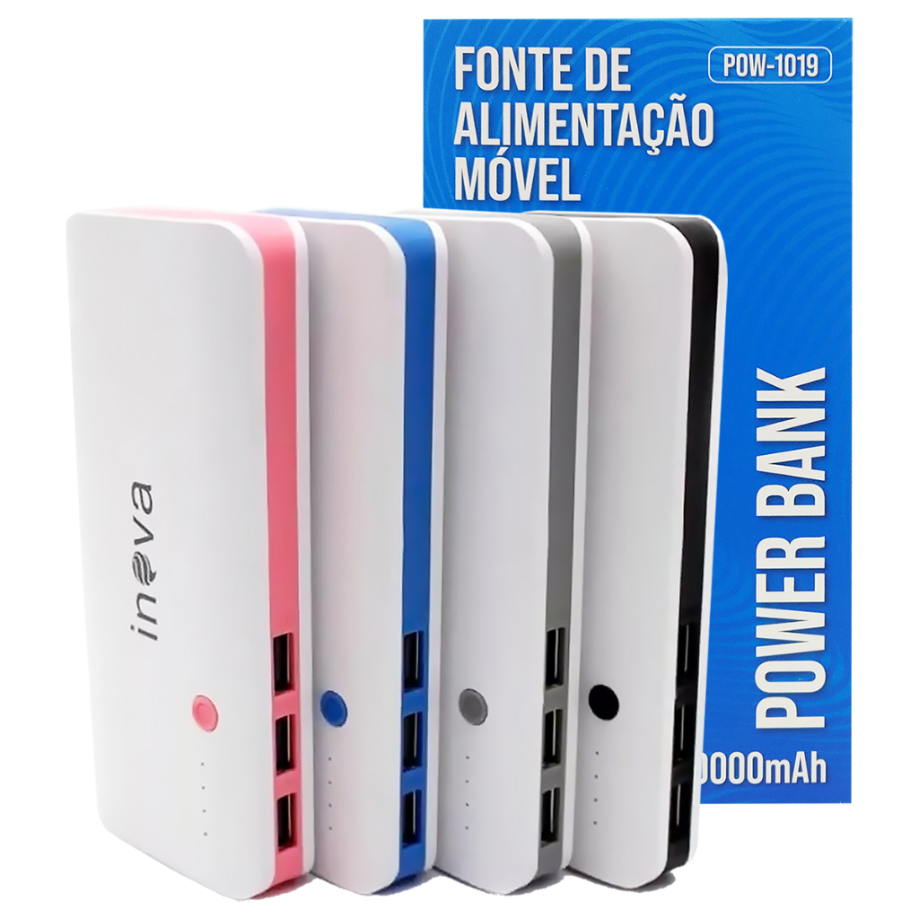 Power Bank 10000mAh Carregador Portátil 3 Saídas USB Universal Inova em Oferta na Shopee