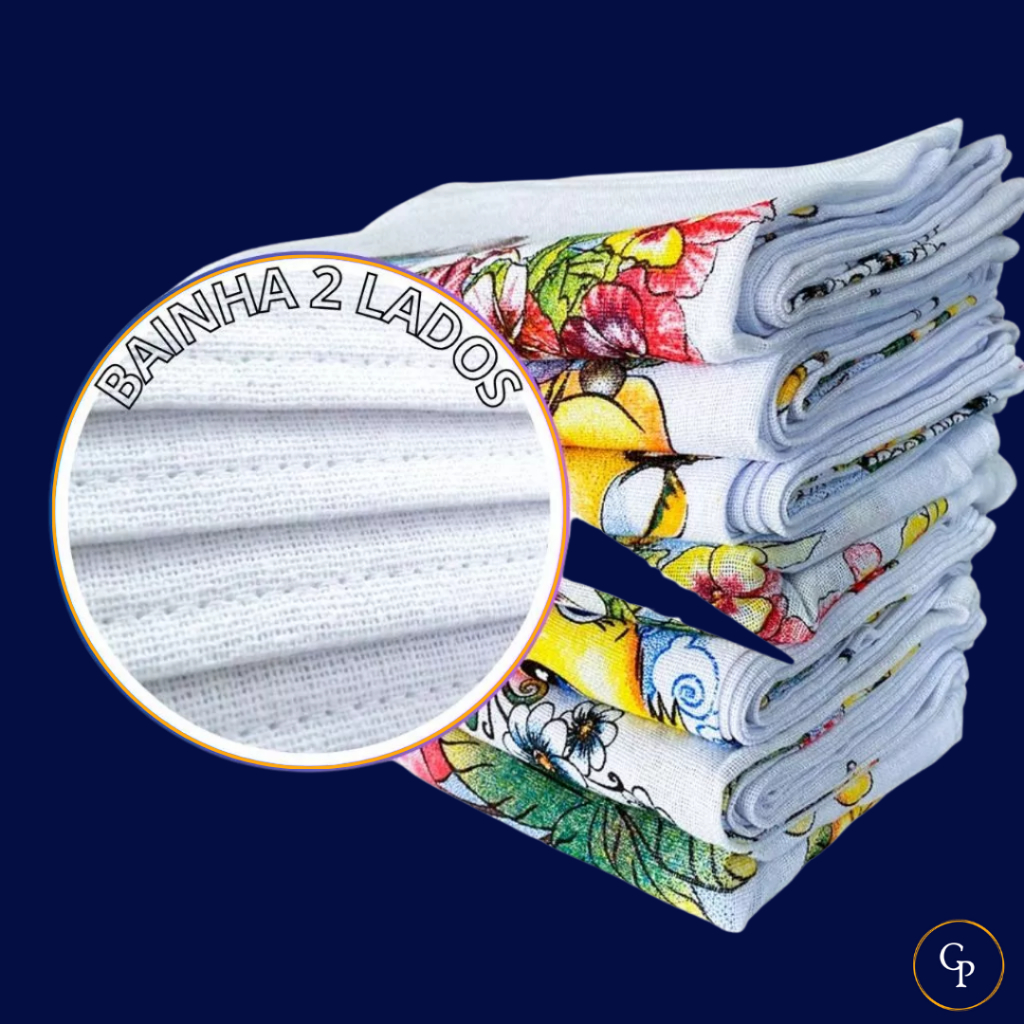 Kit Panos de Prato Estampados 100% Algodão – Bainha Caprichada, Prático e Supermacio em Oferta na Shopee