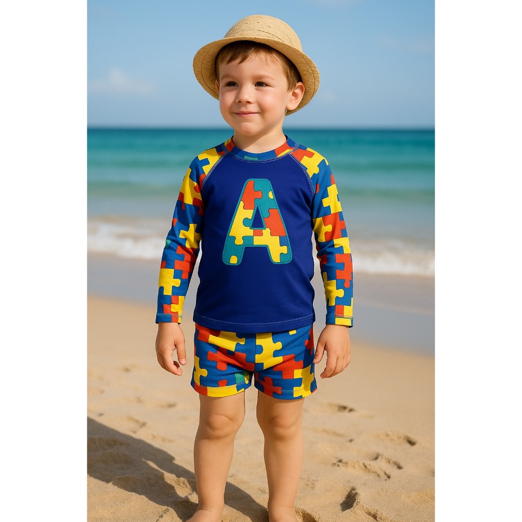 Conjunto UV50+ Infantil Autismo Masculino Personalizado com DTF em Oferta na Shopee