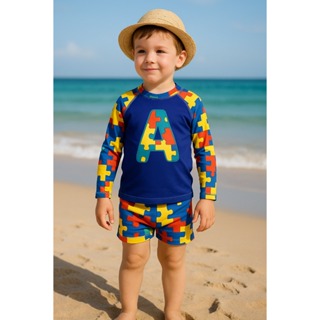 Conjunto UV50+ Infantil Autismo Masculino Personalizado com DTF em Oferta na Shopee