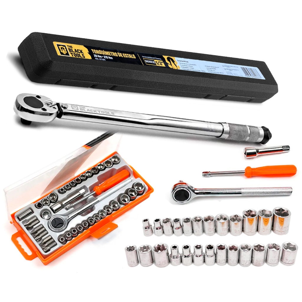 Torquimetro De Estalo 1/2 21kg Crv Reversível + Soquetes Catraca Reversível 40 Pecas em Oferta na Shopee