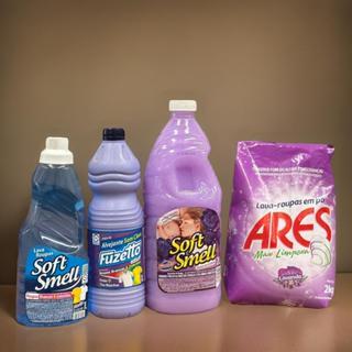 Amaciante Fuzetto Lavanda 2L+ Alvejante Lavanda 1L+ Sabão Pó Lavanda 2 Kg+ Lava Roupas Soft Smell 1L