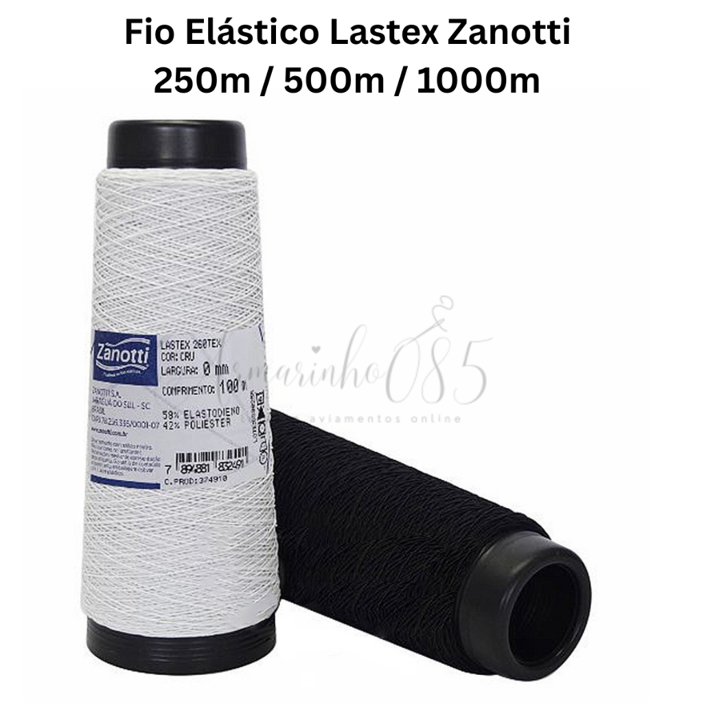 Fio Elástico Lastex Zanotti Preto e Branco - Escolha o comprimento