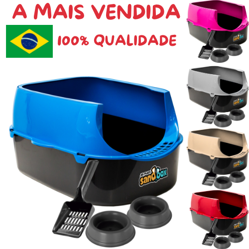 Caixa de Areia para Gatos Grandes Banheiro Sanitário Pet Aberta Resistente Forte Furba Sandbox Gato