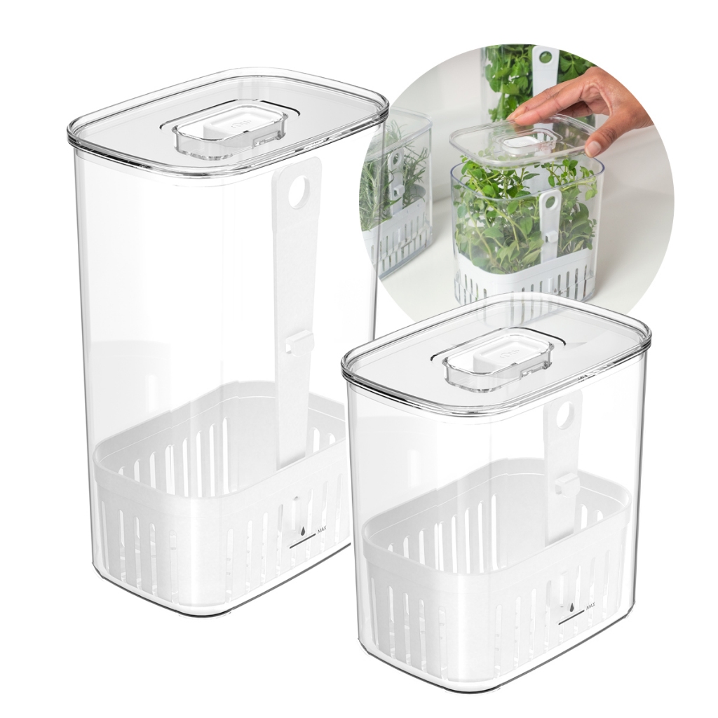 Kit Organizador de Temperos para Geladeira com Cesto Escorredor 1,5L e 2,3L - Ou Linha Cle...