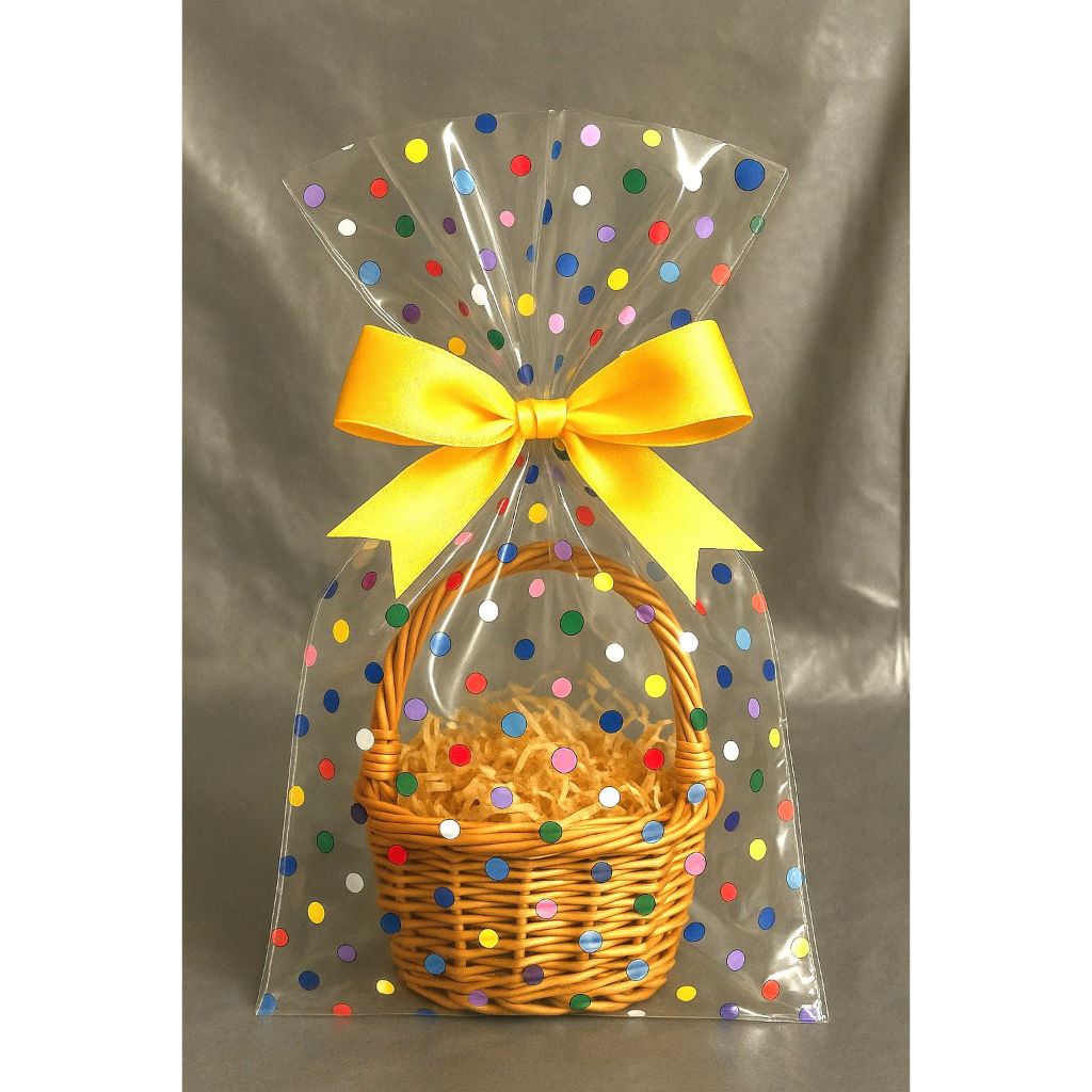 50 Sacos de celofane transparente e decorados vários tamanhos.