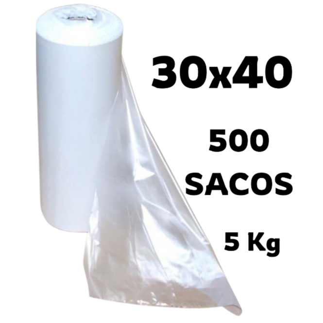 Bobina Picotada Saco Plástico de Mercado 30x40 c/500 Unidades 5Kg | Direto da Fábrica