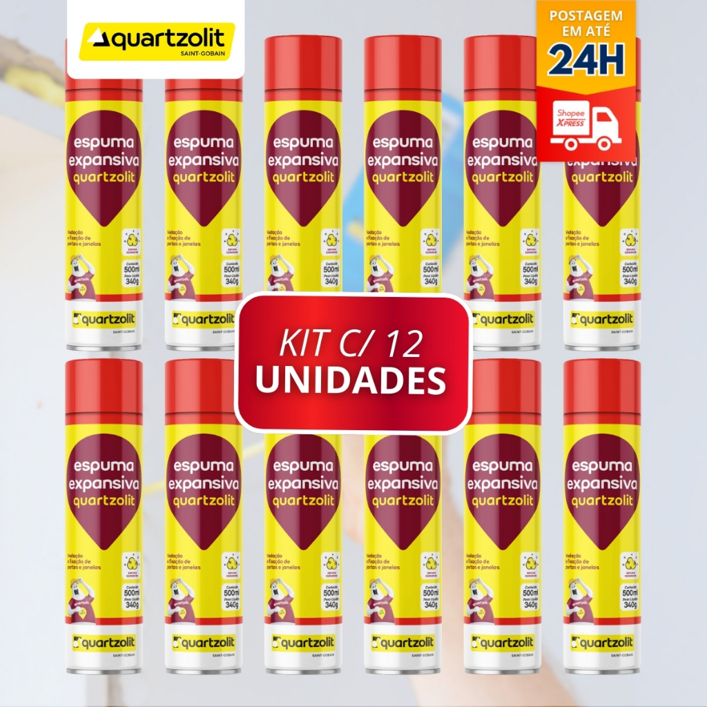 12 Unidades Espuma Expansiva 500ml/340g Quartzolit