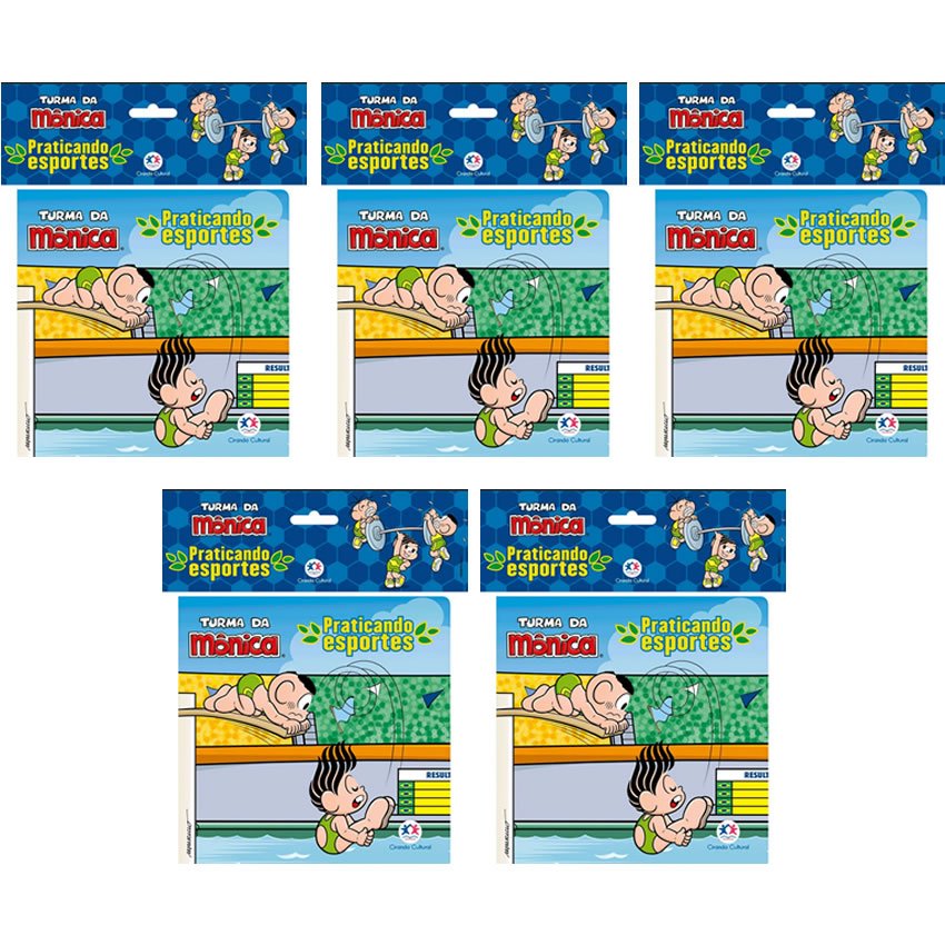 Kit com 5 livros de banho Turma da Mônica - Praticando Esportes