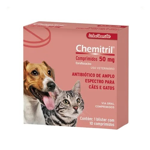 Chemitril 50mg - Cães  e gatos C/10 Comprimidos - chemitec