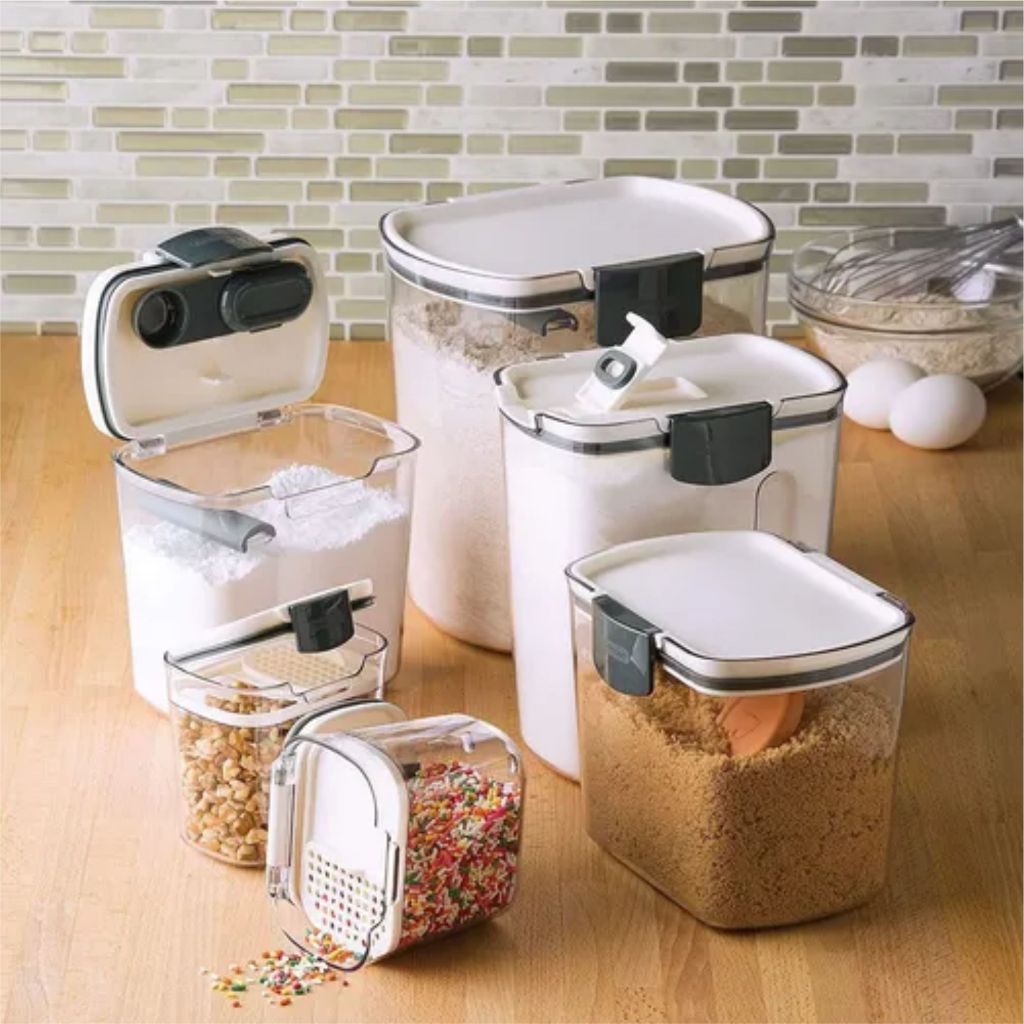 Kit 4 Potes Hermético de Plástico Transparente Armazenamento Alimentos Mantimento Vedação Cozinha