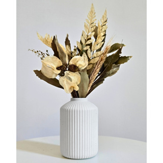 Arranjo De Flores Secas Decorativo Vaso Garrafa Cilíndrica Listras em Oferta na Shopee