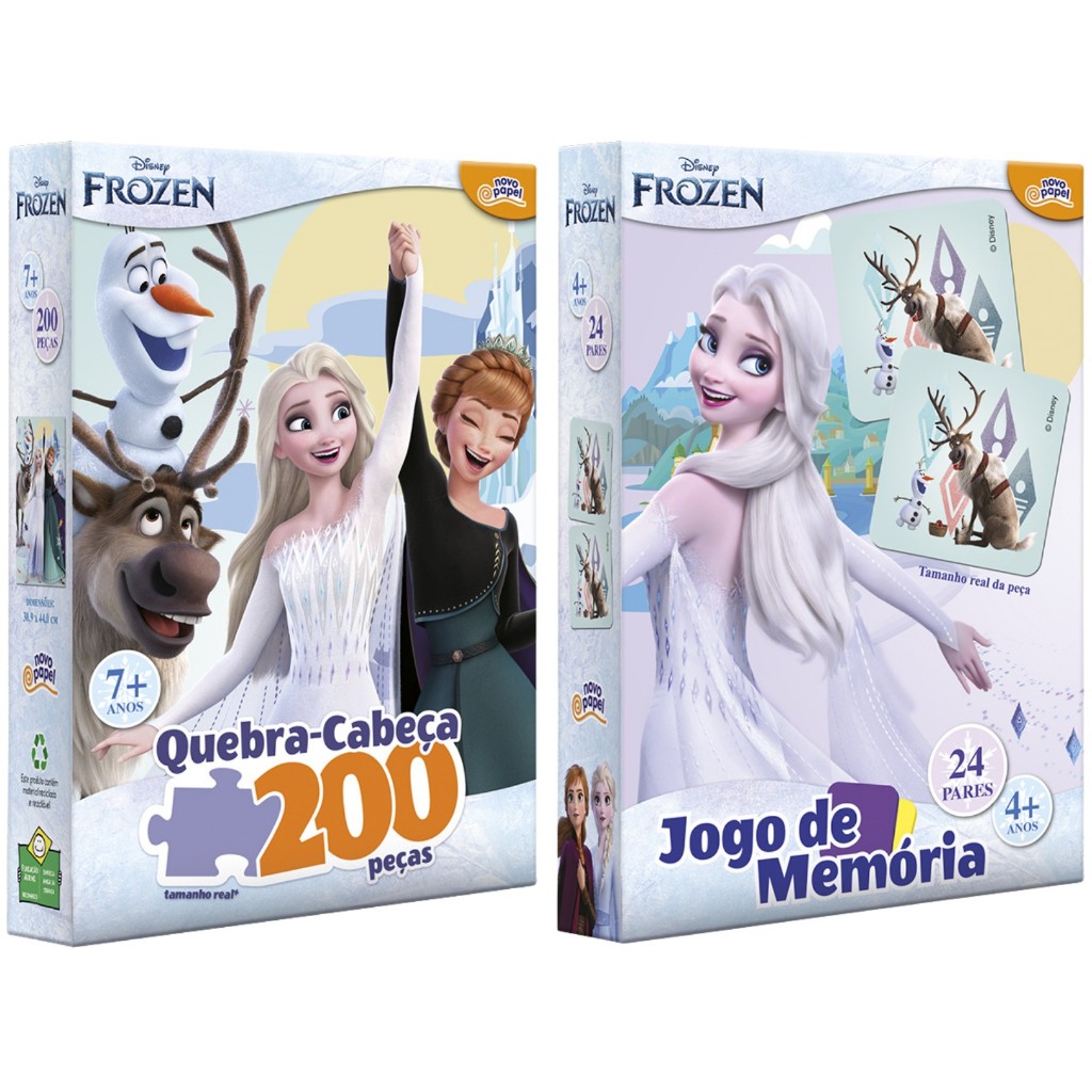 Kit Quebra Cabeça 200 Peças + Jogo da Memória Disney Frozen - Toyster
