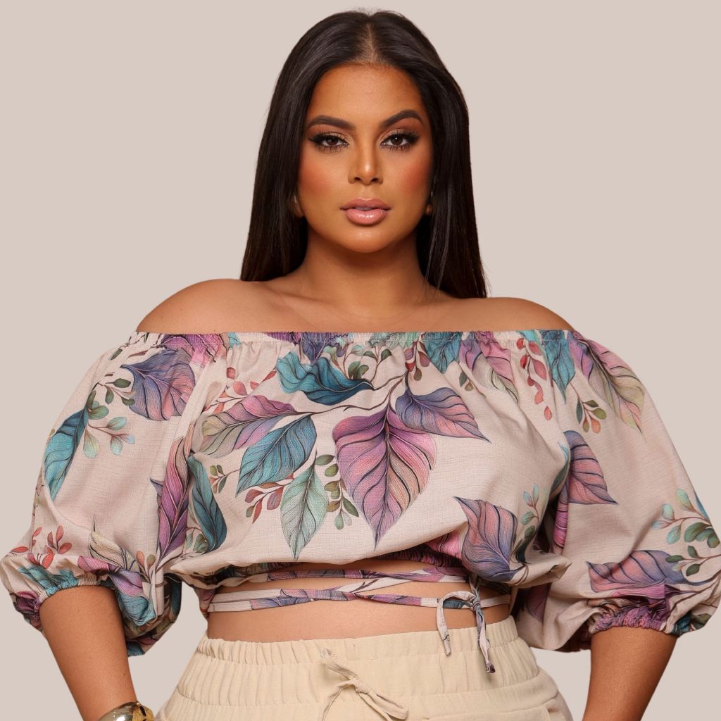 Cropped Ciganinha Blusa Feminina Plus Size Soltinha Amarração Estica Curvy+ Blogueira em Oferta na Shopee