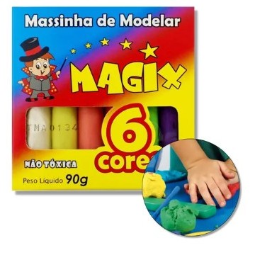 Massinha De Modelar Magix 90g Com 6 Cores, Produto Atóxico Cores Básicas