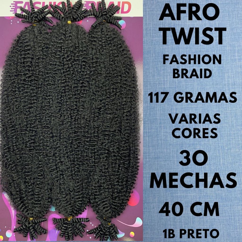 AFRO TWIST 40cm FASHION BRAID Cabelo Afro CROCHET BRAIDS Orgânico. em Oferta na Shopee