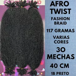 AFRO TWIST 40cm FASHION BRAID Cabelo Afro CROCHET BRAIDS Orgânico.