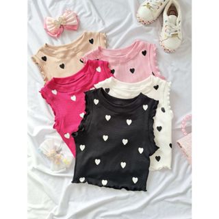 Regata Infantil Com Corações Minimalista Com Alça De Aparência De Alface Canelado Ribana em Oferta na Shopee