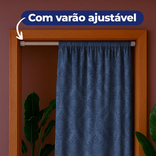 Kit Cortina Jacquard S/Ilhos e Varão Ajustável – Pronto para Instalar | Várias Cores em Oferta na Shopee