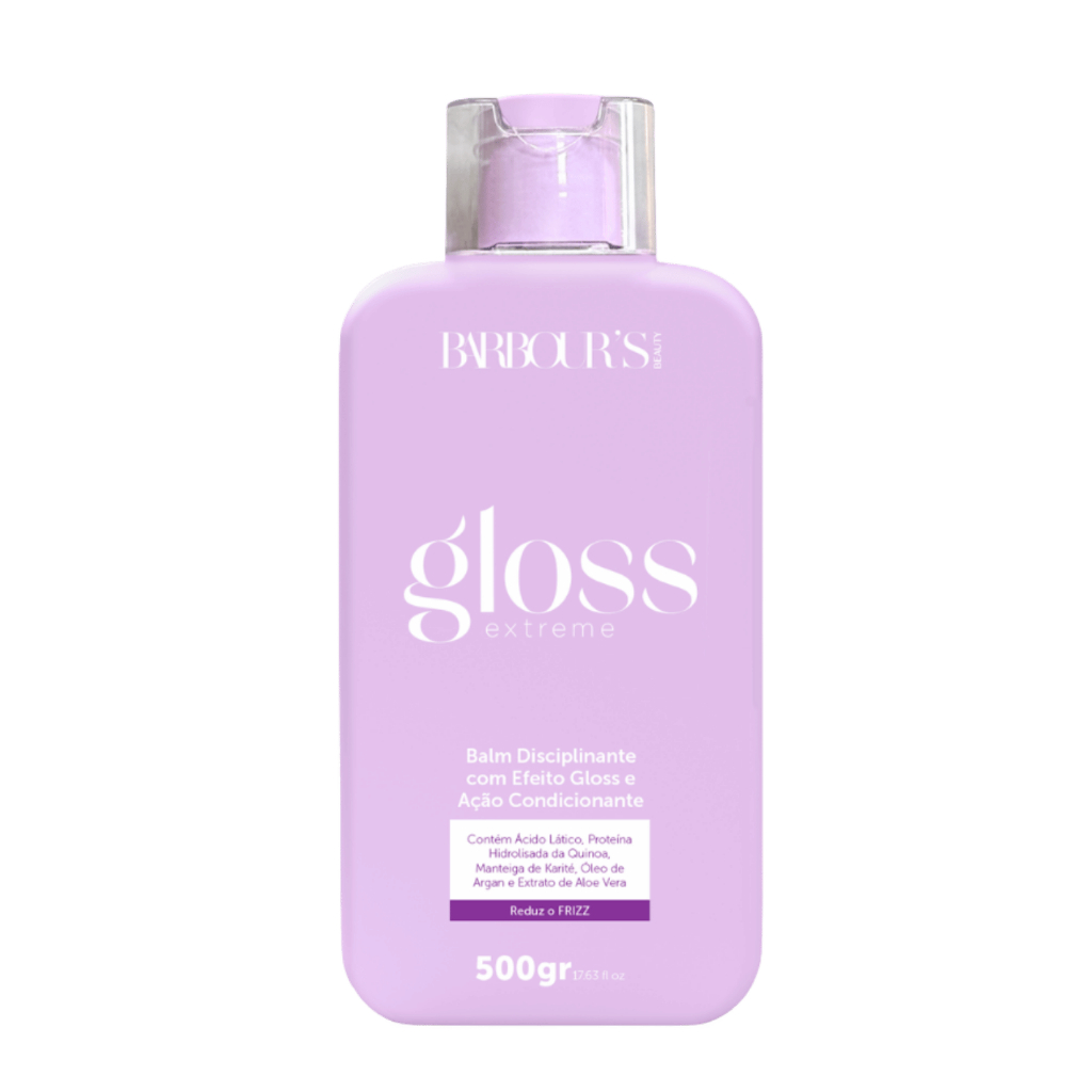 Balm disciplinante Gloss Extreme Barbour's Beauty 500gr Efeito Condicionante Alinhamento capilar