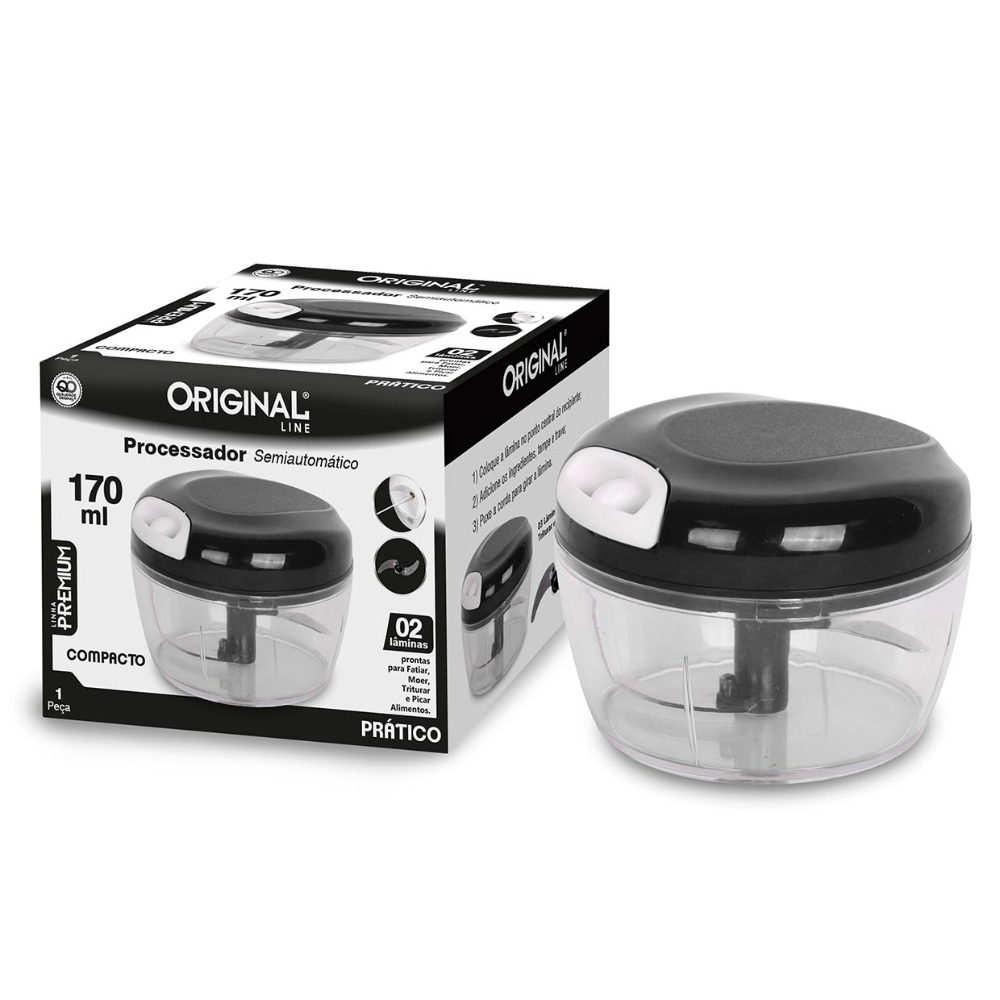 Multi Processador Triturador de Alimentos Manual 170ML Premium 2 Lâminas Inox Original em Oferta na Shopee