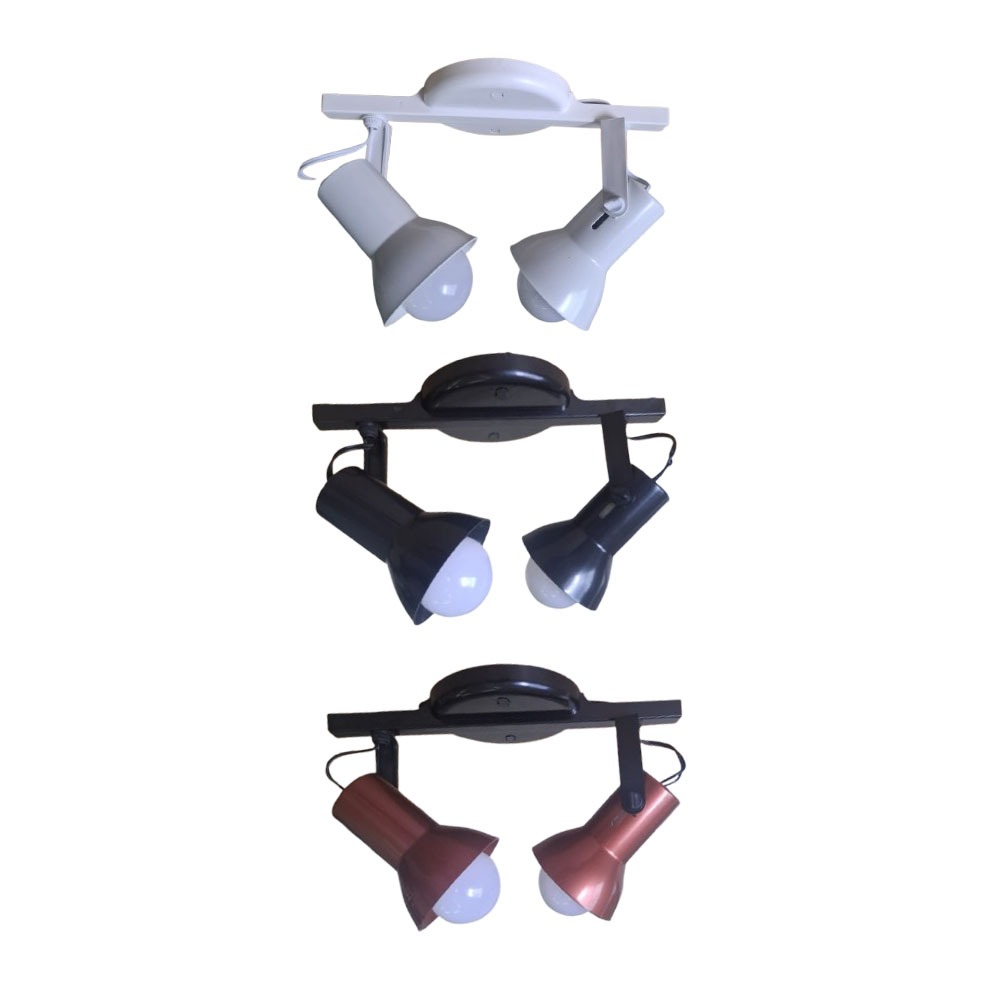 LUMINARIA SPOT TRILHO 2 LAMPADAS DIRECIONAVEIS  SOBREPOR -TETO PAREDE AREA INTERNA -BIVOLT- GAZPLAST em Oferta na Shopee