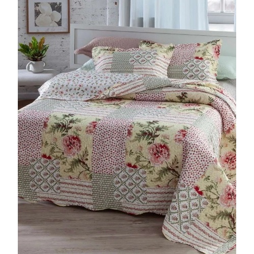 Cobre Leito cocha Casal Dupla Face 3 Peças com Fronhas Estampas Sortidas Decoração