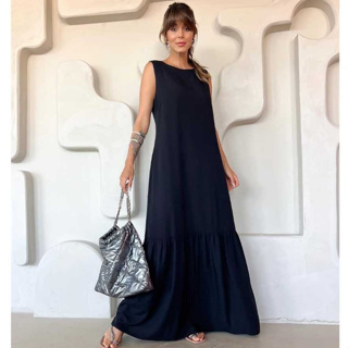 Vestido Feminino Longo Dunas Elegante em Oferta na Shopee