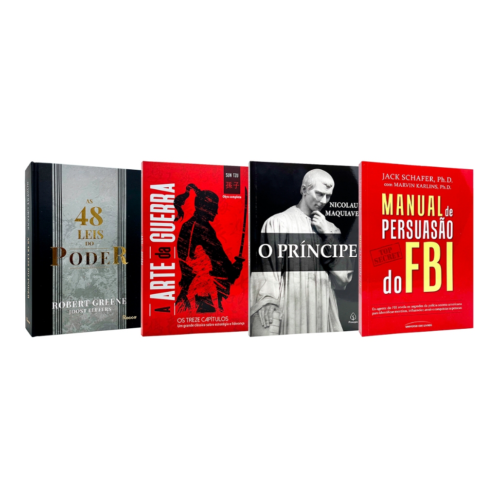 As 48 Leis do Poder + A Arte Da Guerra + O Príncipe + Manual de Persuasão do FBI - 4 Livros Físicos