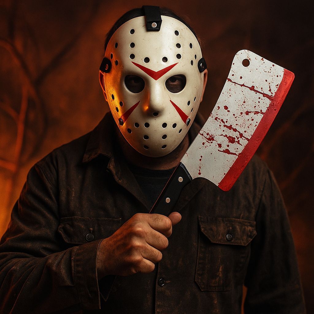 Máscara Jason Com Faca de Plástico Halloween Carnaval Cosplay Fantasia