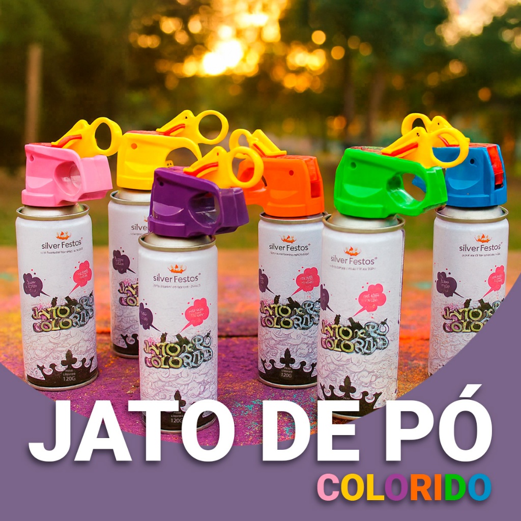 Spray Colorido Em Pó Lavável E Atóxico Com Jato Longo 120G Silver Festas