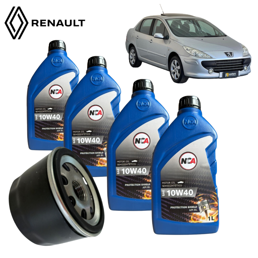 KIT TROCA DE ÓLEO PEUGEOT E RENAULT 206 10W40 + FILTRO(TO1741)