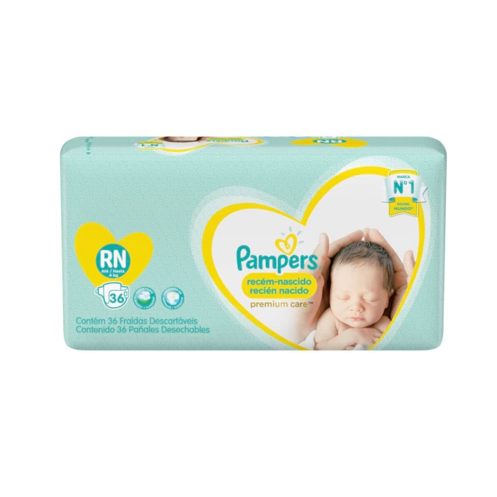 Fralda Pampers Premium Care RN 36 Unidades Recém-Nascido Ultra Proteção em Oferta na Shopee