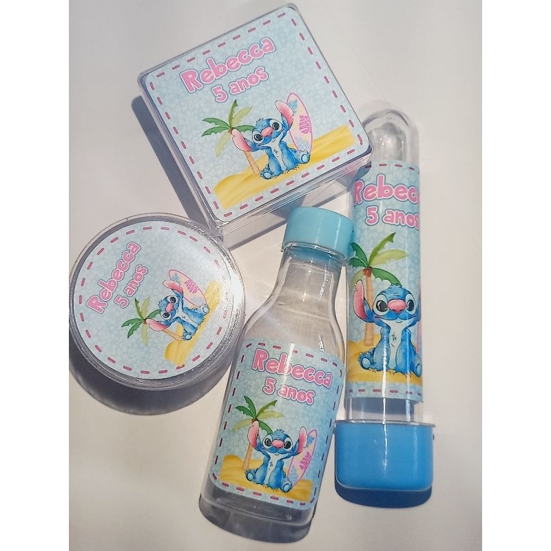 Kit 40 peças Stitch Tubetes Latinhas Garrafinhas Caixa Acrílica  Lembrancinhas Personalizadas Aniversário Infantil