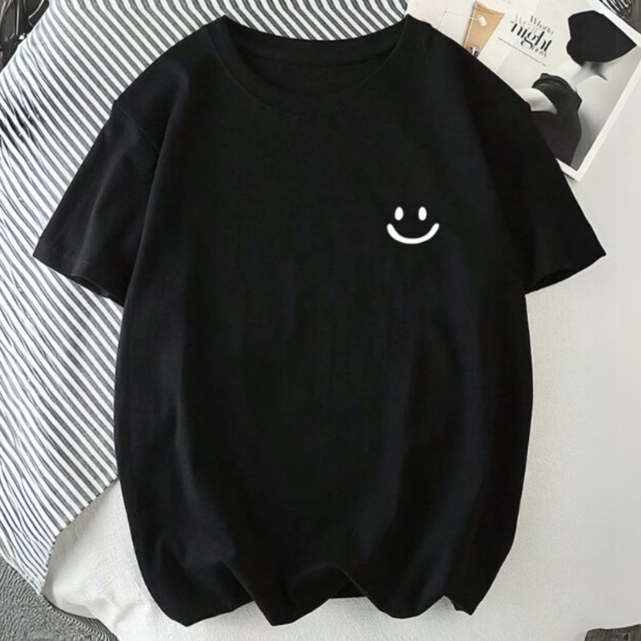 Camiseta Oversized Musculação Confortável Casual para Treino Estampada Sorrisinho Minimalista