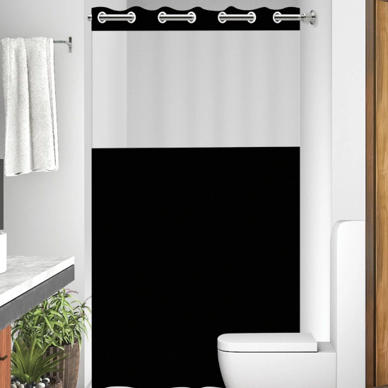 Cortina de Box Para Banheiro Com Visor Transparente e Ilhós 100% PVC Anti Mofo Tamanho 138cm x 198cm Alta Durabilidade